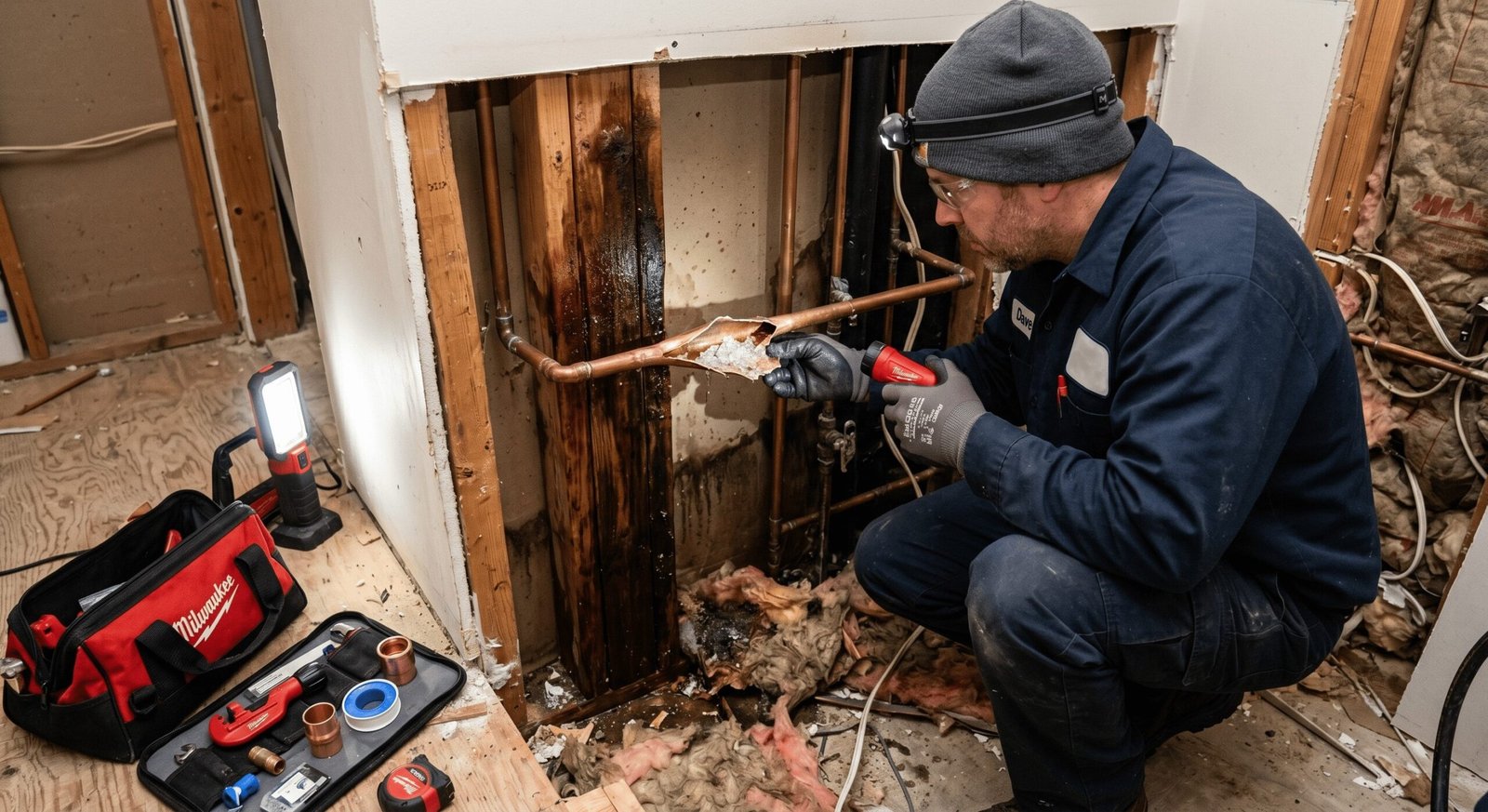 Licensed plumber performing a bathroom plumbing repair in Coeur d'Alene ID